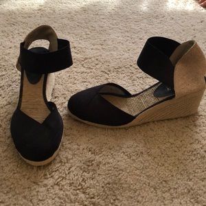 Black wedge espadrilles by Ralph Lauren